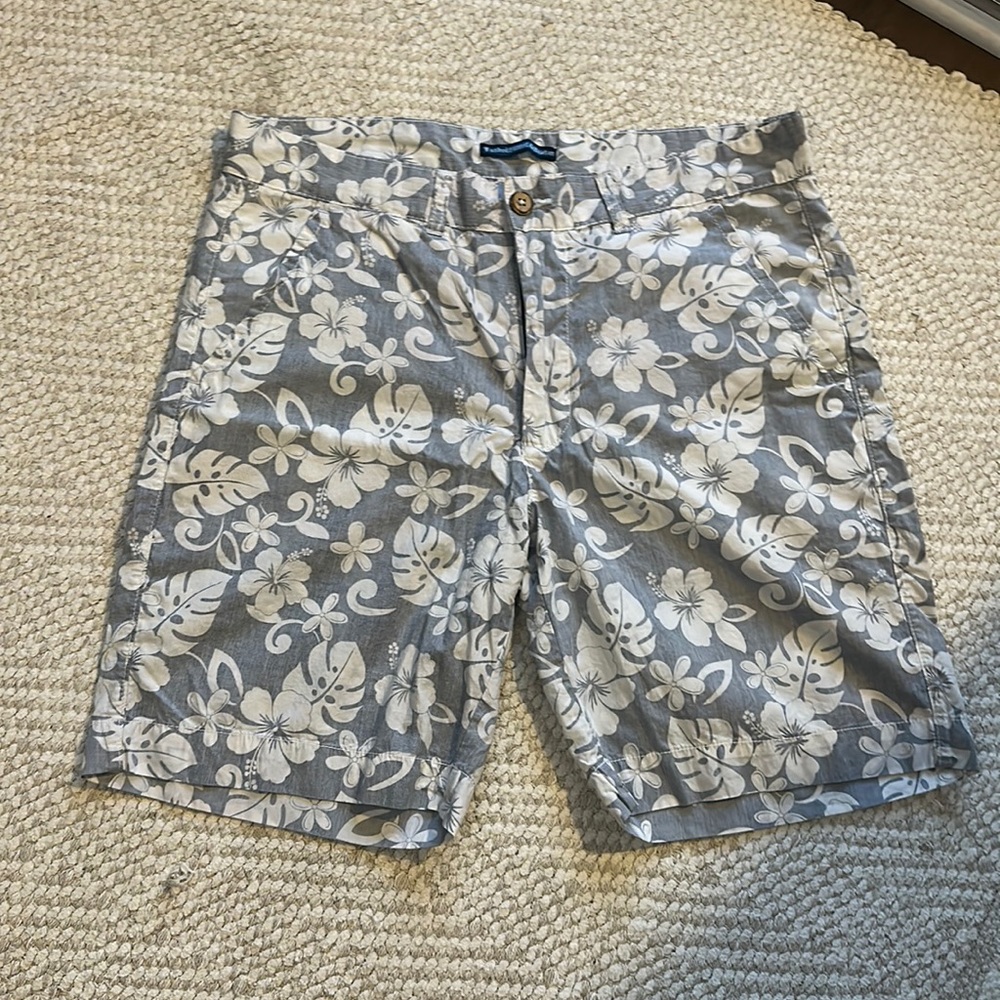 Washed Stoned and Beaten Hawaiian Print Short- 36